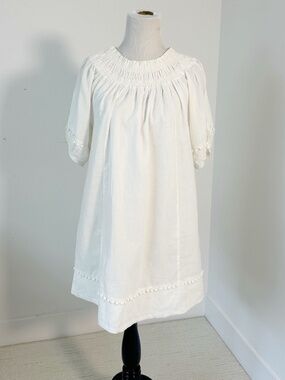 green emerald velvet dress Franni Shirred Drop Waist Mini Dress White